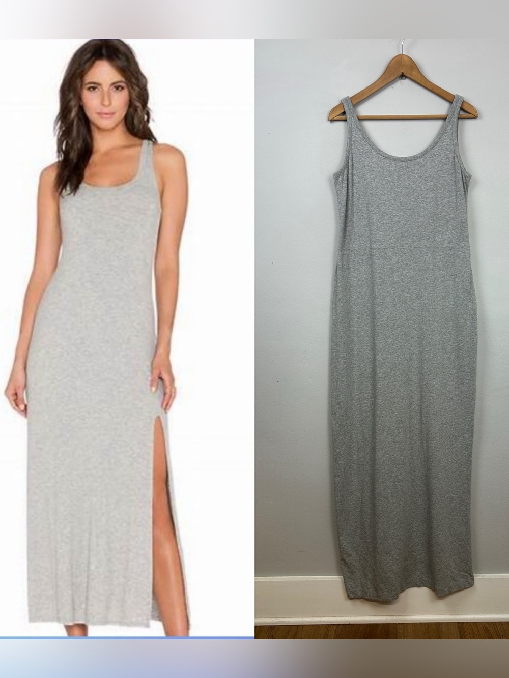 Gap Grey Maxi Tank Dress Sz L stretch Jersey knit